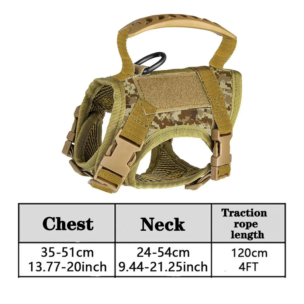 Adjustable Tactical Pet Harness With Breathable Mesh Vest
