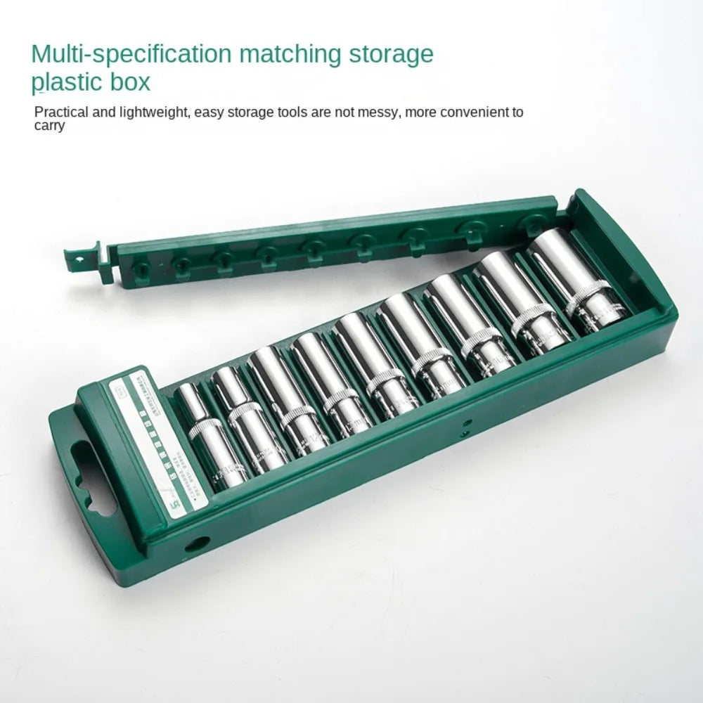 New 1/4" 3/8" 1/2" Wrench Storage Box ABS Plastic Green Socket Organizer Box Socket Wrenchs Holder Socket Storage Tool 6Sizes