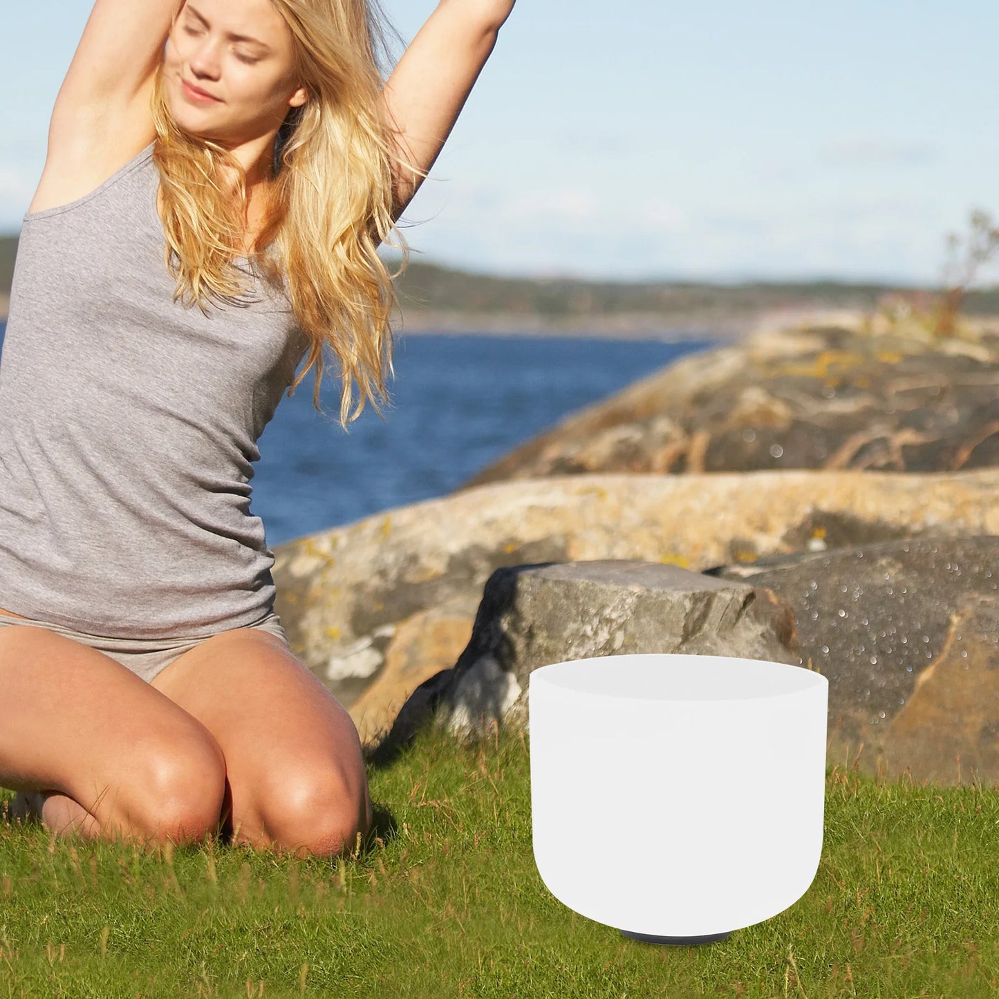 Quartz Singing Bowl for Sound Healing, 432Hz Meditation Bowl with Pure Tone for Chakra Balancing, Yoga & Stress Relief