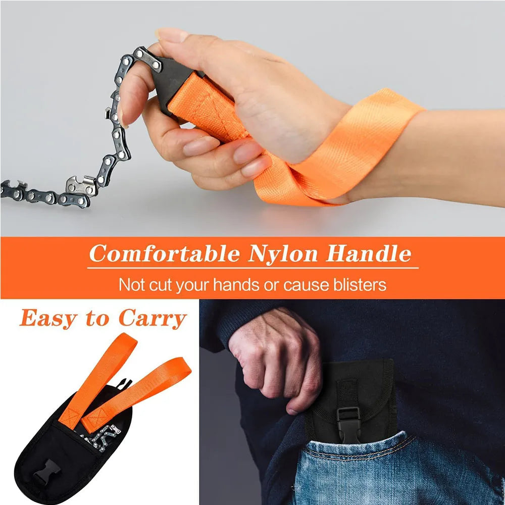 24 Inch Pocket Chain Rope Saw Portable Hand Saw With Sharp Teeth Blades for Survival Gear Camping Hunting Tree Cutting