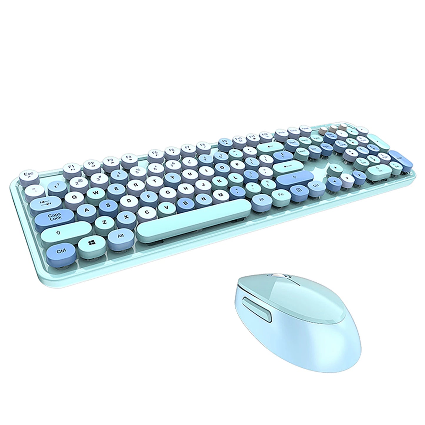 Mofii Sweet Keyboard Mouse Combo Mixed Color 2.4G Wireless Keyboard Mouse Set Circular Suspension Key Cap for PC Laptop Purple