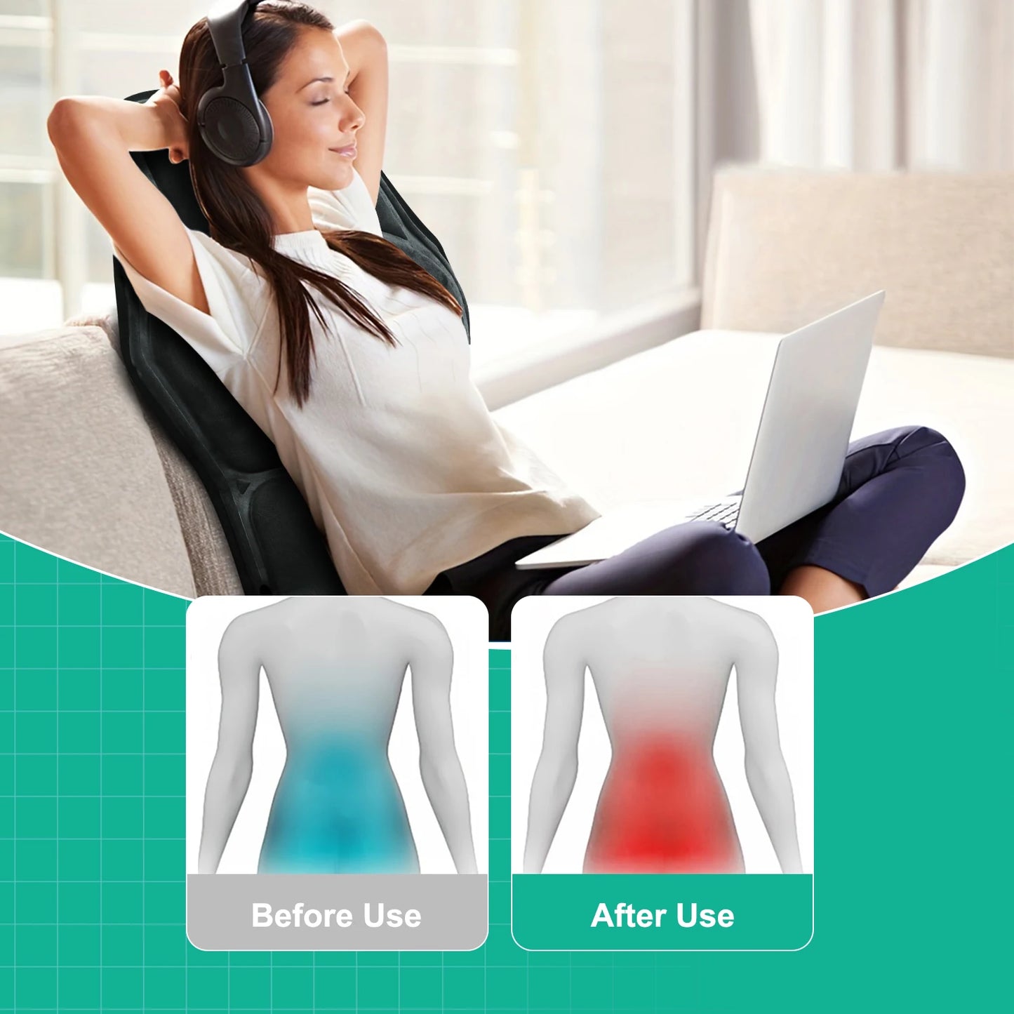 Vibration Back Massager Seat Cushion with Heat,Massage Chair Pad,Chair Massager for Pain Relief at Office/Home,Gifts for Parents