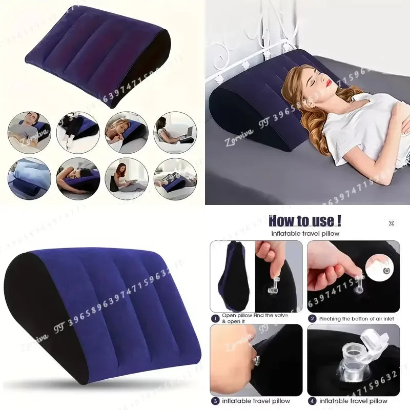 Inflatable Wedge Pillow for Travel Lumbar and Yoga Support