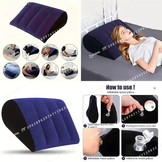 Inflatable Wedge Pillow for Travel Lumbar and Yoga Support