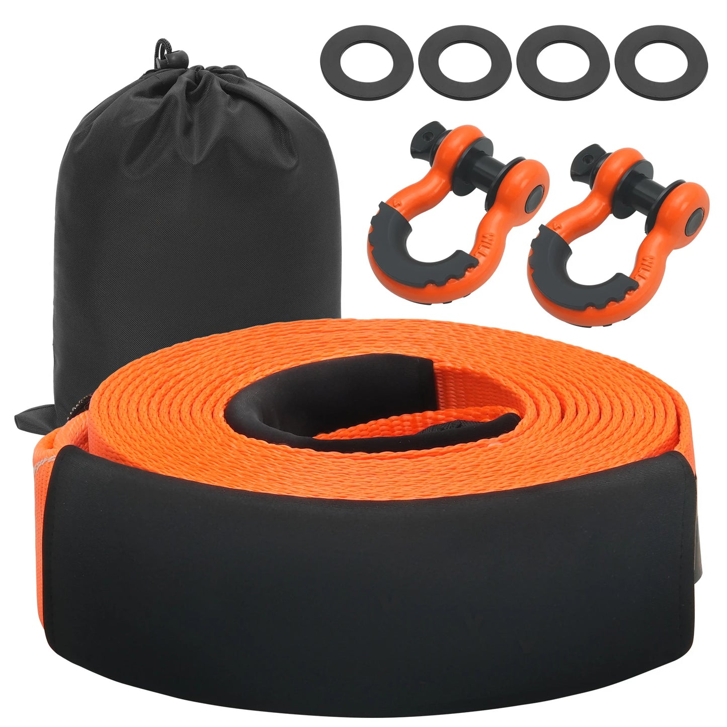 SucceBuy Polyester Tow Strap Recovery Kit High-Strength Car Racing Tow Ropes Auto Trailer Winch Towing Strap for Truck Jeep SUV