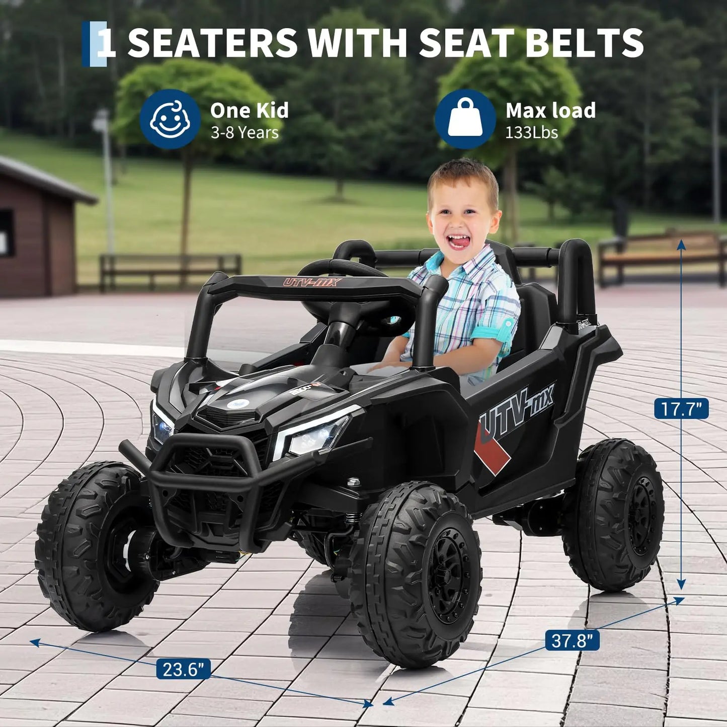 Kids Electric UTV Ride On Car Bluetooth Music Speakers