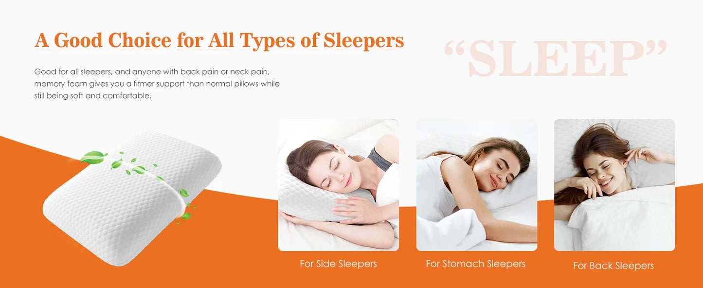 Premium Cooling Memory Foam Pillow With Washable Cover