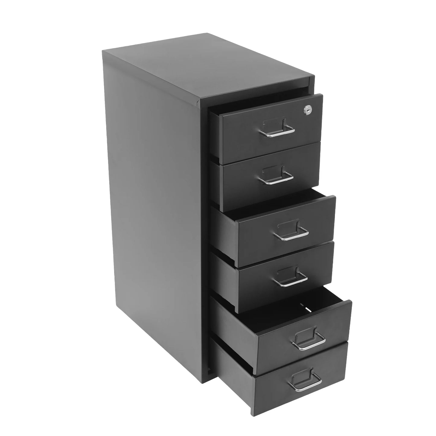 Vertical File Cabinet 6-Drawer Metal Lockable Filing Cabinet with Wheels 22lbs Capacity per Tier for Home Office Study