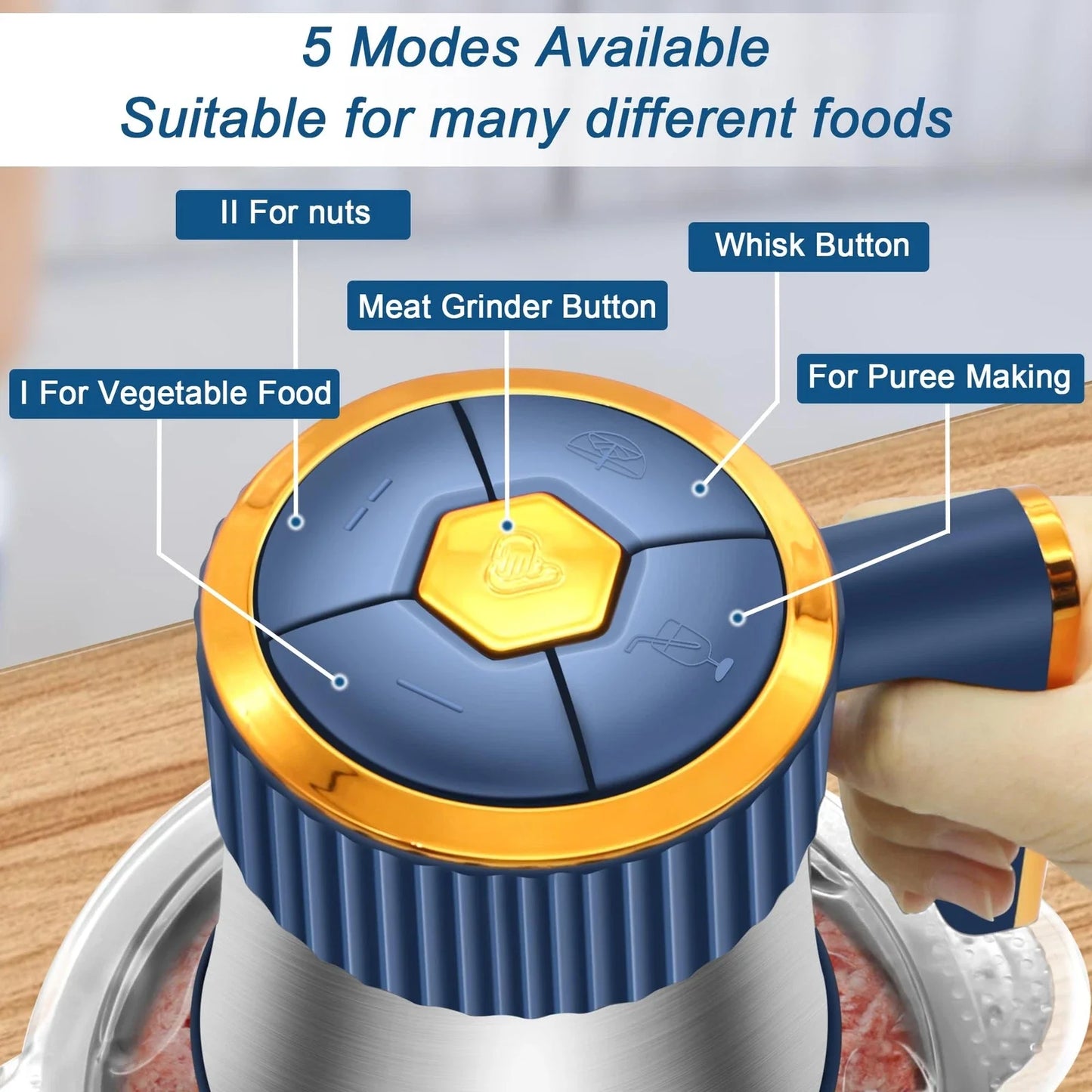 5L Electric Meat Grinders Vegetable Slicer Chopper 304 Stainless Steel Food Processor Mixer Machine New Kitchen Utensils