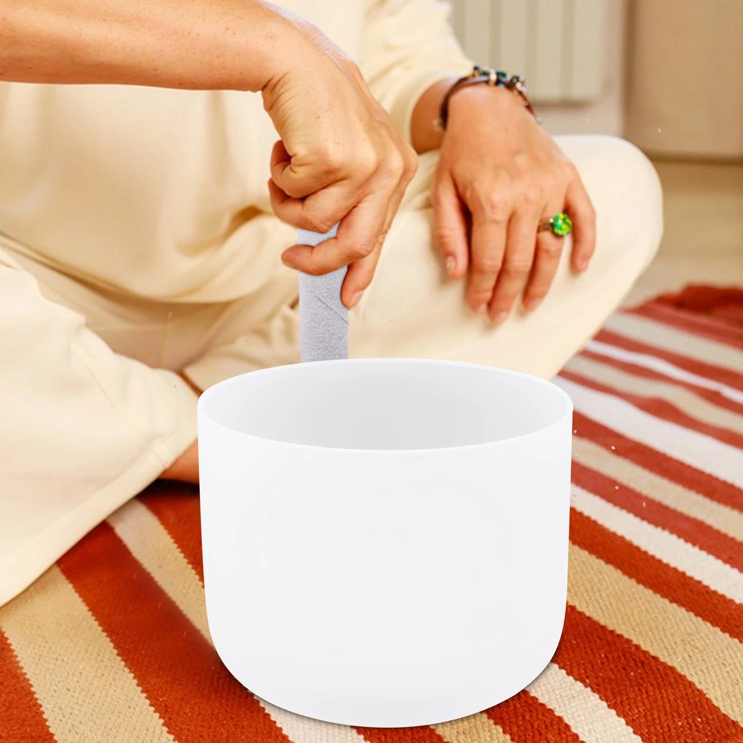 Quartz Singing Bowl for Sound Healing, 432Hz Meditation Bowl with Pure Tone for Chakra Balancing, Yoga & Stress Relief