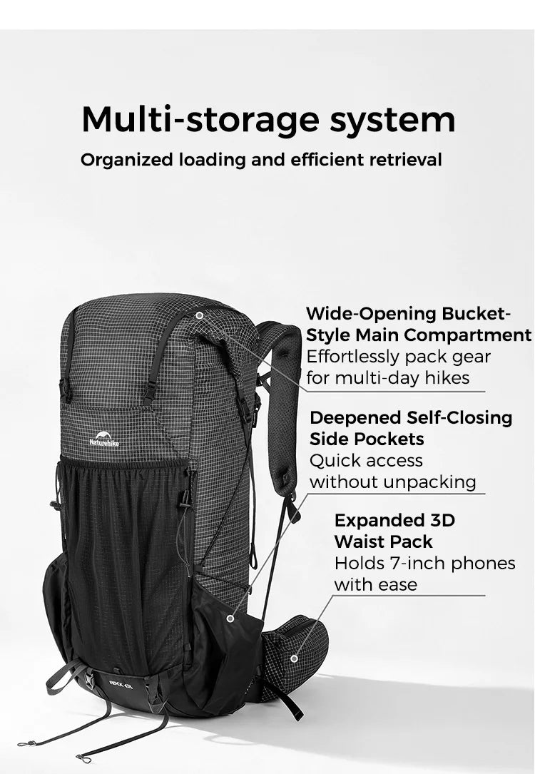 Naturehike Rock 2.0 Hiking Backpack Large Capacity Outdoor Backpack for Leisure Sports and Travel Climbing Camping Backpack