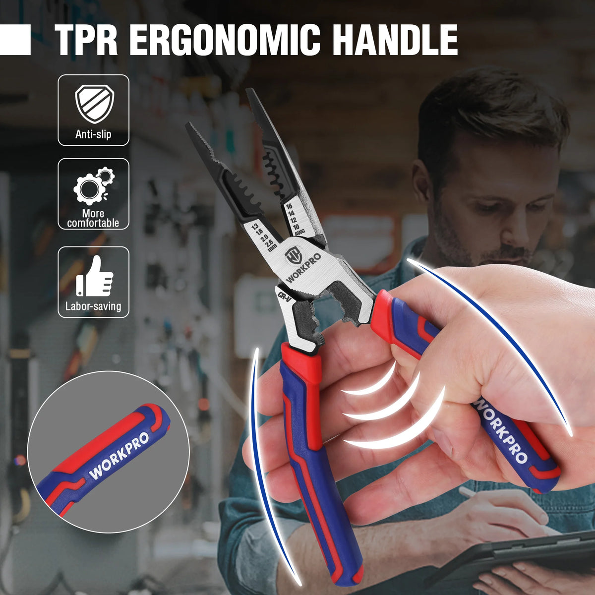 WORKPRO Needle Nose Pliers Hardware Tools Universal Wire Cutters Electrician Multifunctional Universal Diagonal Pliers