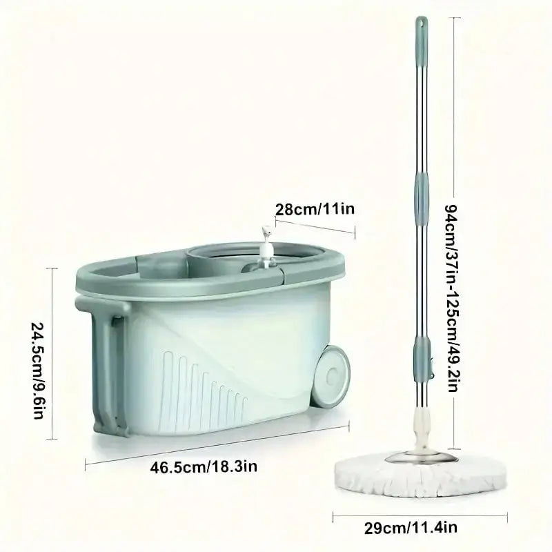 360° Spin Mop And Bucket System With Wringer - 61" Stainless Steel Handle & 2 Microfiber Refills, Self-Cleaning Floor Mop For Tile, Hardwood, Laminate Floors (Green)
