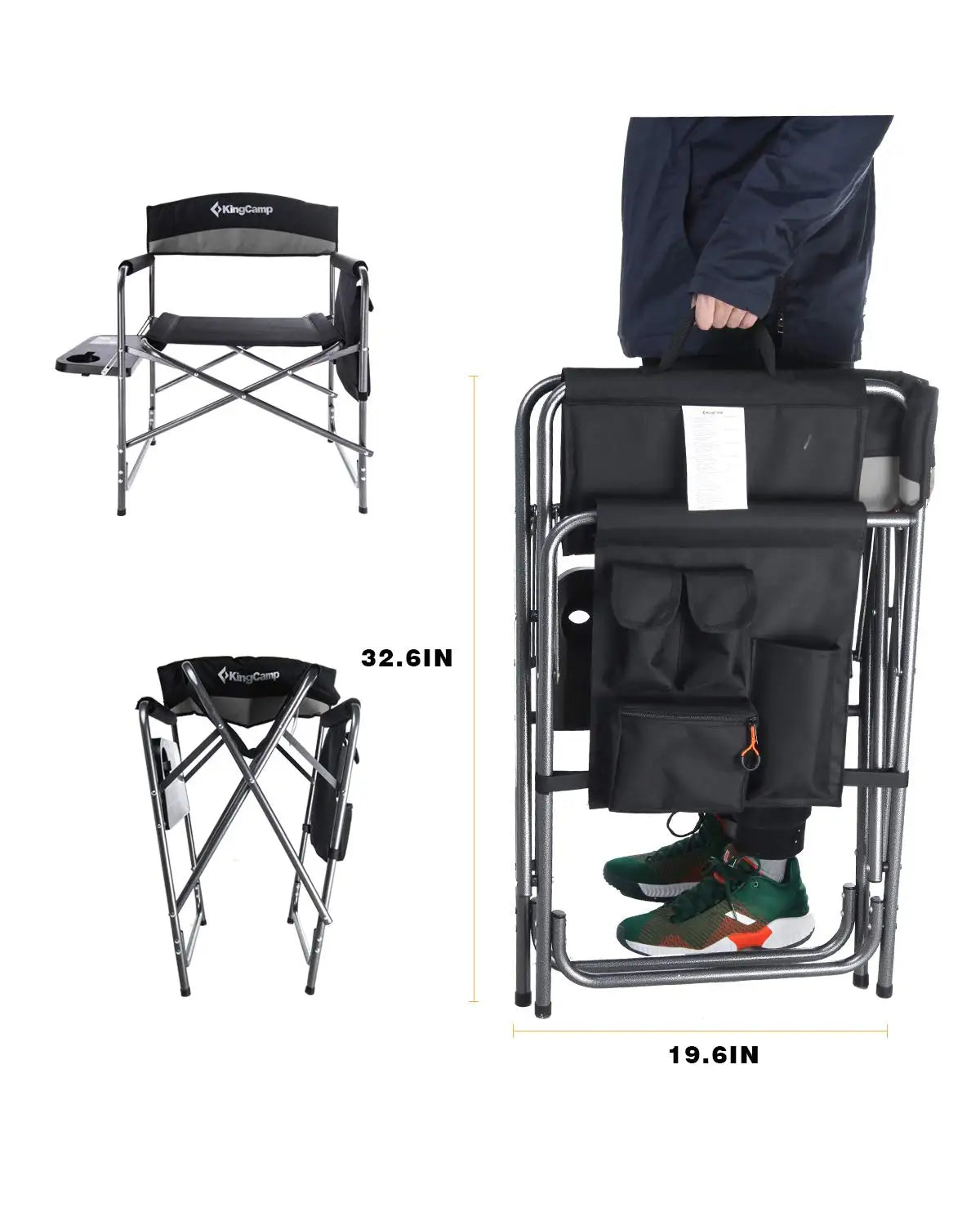 Heavy Duty Folding Camping Chair with Side Table Pockets for Outdoor Sports Fishing, Custom