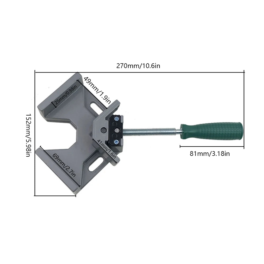 90 Degree Clip Aluminum Alloy 90 Degrees Angle Clamp Single Handle Adjustable Swing Jaw for Welding Woodworking Photo Frame