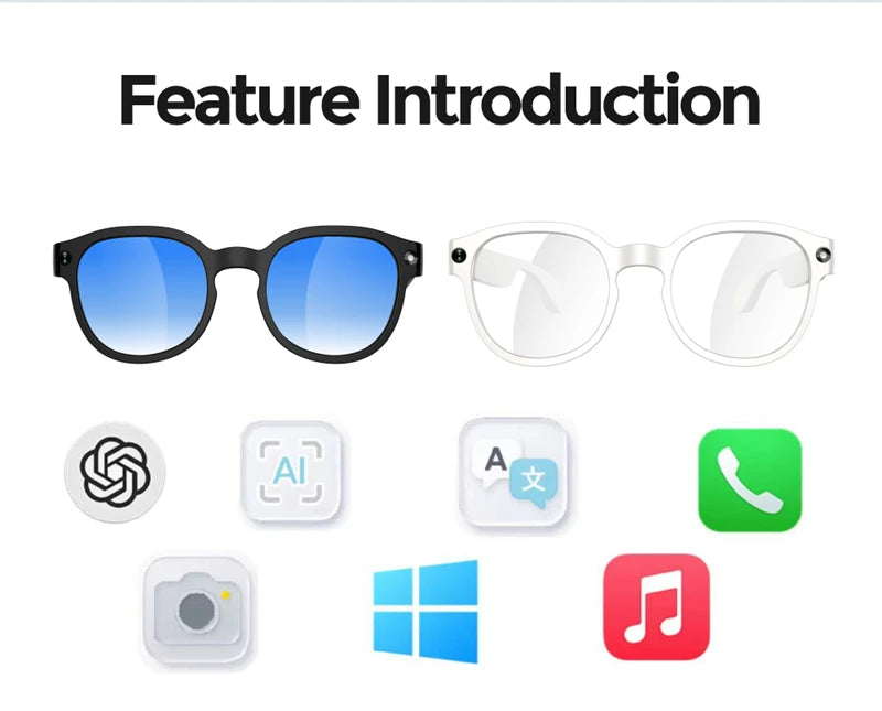Lenovo AI Smart Glasses AI Translation 8MP HD Camera 4K Shooting Image Bluetooth Call Recording Music Smart Sunglasses 2026 New
