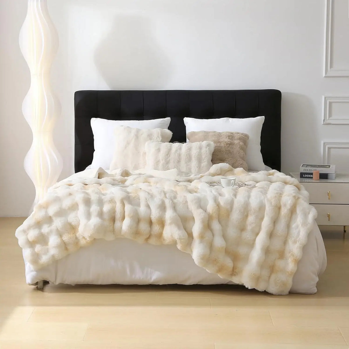 Fluffy Bubble Fleece Throw Blanket For Cozy Couch Decor