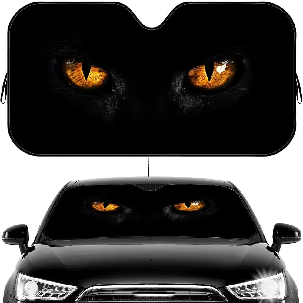 Black Cat Eye Sun Visor Car Windshield Sun Shade UV Protection Heat Insulation Cover Universal  Sun Protector
