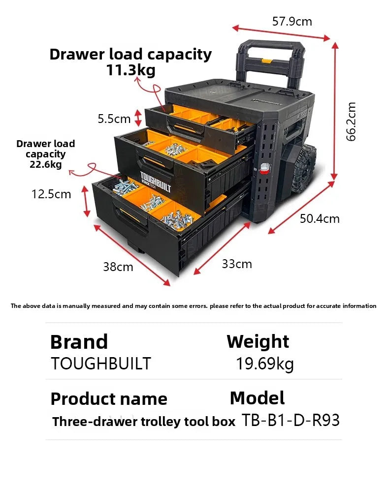 New Design TOUGHBUILT All-in-One Tool Box, Waterproof Stackable Rolling Storage Case for Electrician, Camping, Vehicle & Repair