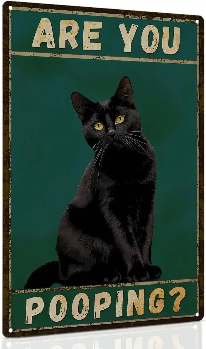 Funny "Are You Pooping" Tuxedo Cat Aluminum Bathroom Sign - Humor Wall Decor for Bathroom Glory