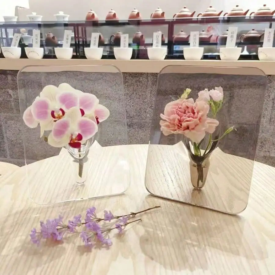 Clear Acrylic Flower Vase Modern Decorative Home Desk Decor