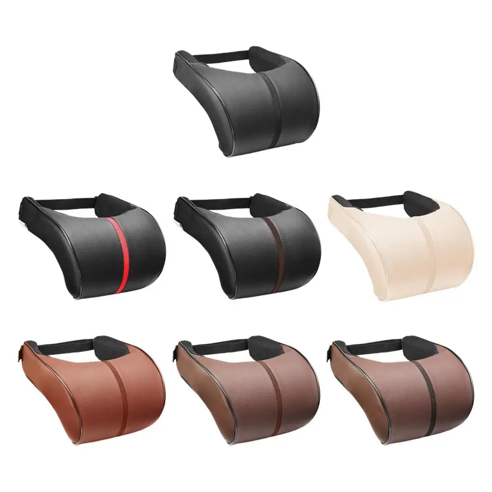 Adjustable Breathable Car Headrest Memory Cotton Car Cushion Leather Neck Pillow Car Waist Pad Automotive Decorative Products