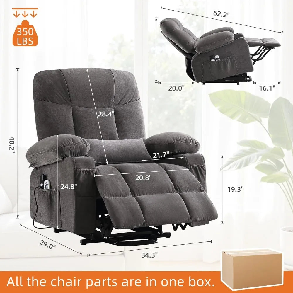 Power Lift Recliner Chair for Elderly with Vibration Massage and Lumbar Heating Electric Recliner Sofa with Cup, Customized
