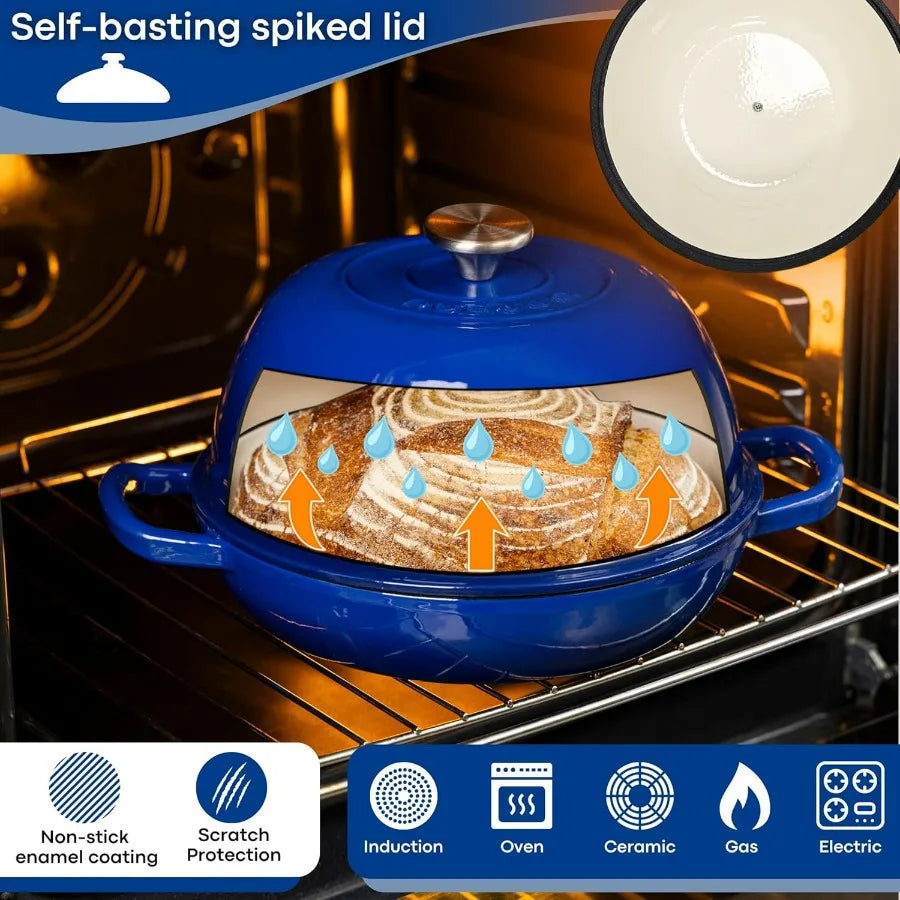 Enamelled Cast Iron Dutch Oven For Sourdough Bread Baking