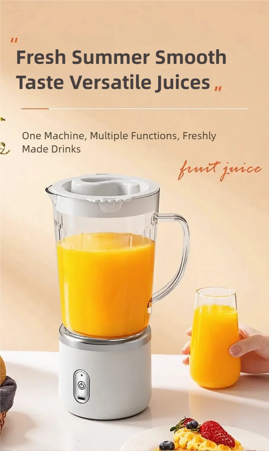 Electric Juicer 4-Blade Three-Dimensional Blade Head Household Small Multi-Functional Portable Juicer Blenders Food Processors