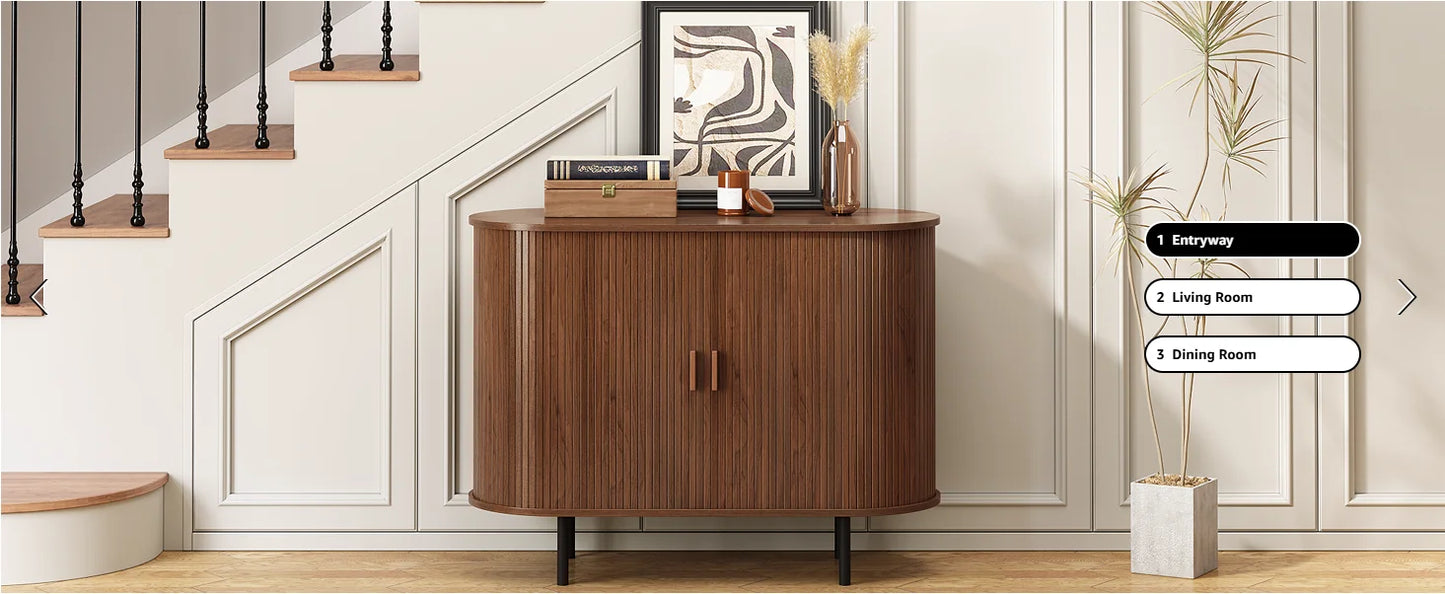40" Modern Sideboard Buffet Cabinet with Storage - Sliding Door & Adjustable Shelves, Coffee Bar Console for Kitchen/Entryway