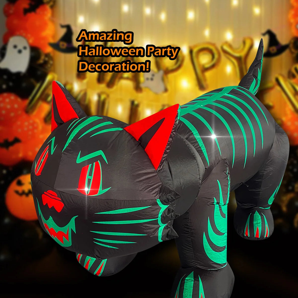 Halloween Inflatable Ghost Pumpkin Black Cat Spider Decoration with LED Lights for Home Yard Lawn Indoor and Outdoor Decoration