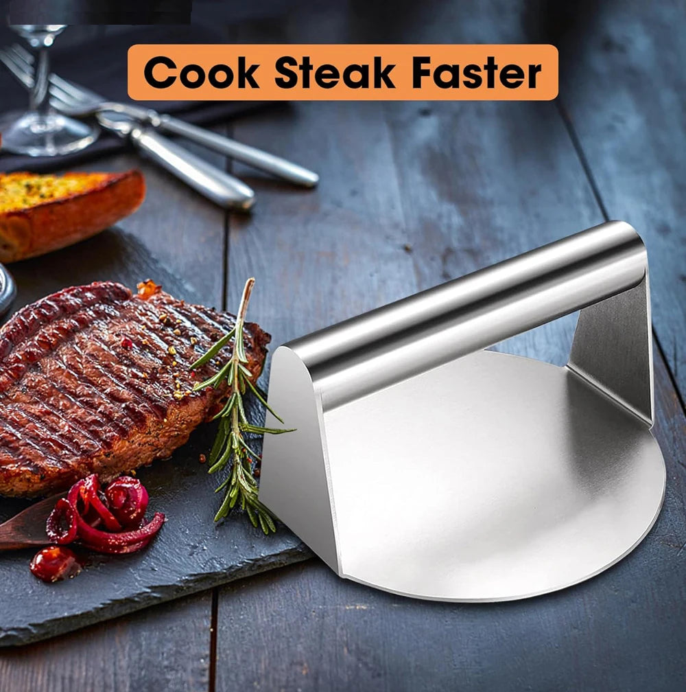 Hamburger Meat Press 430 Stainless Steel Circular Square Burger Meat Press Kitchen Tool Non-Stick Meat Press Plate