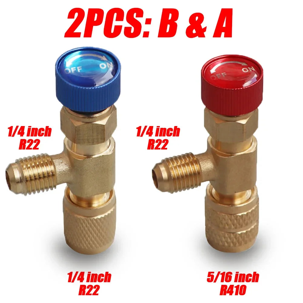 Liquid Safety Valve R410A R22 Air Conditioning Refrigerant 1/4 "Safety Adapter for SAE 1/4" Male Famale Safety Adapter