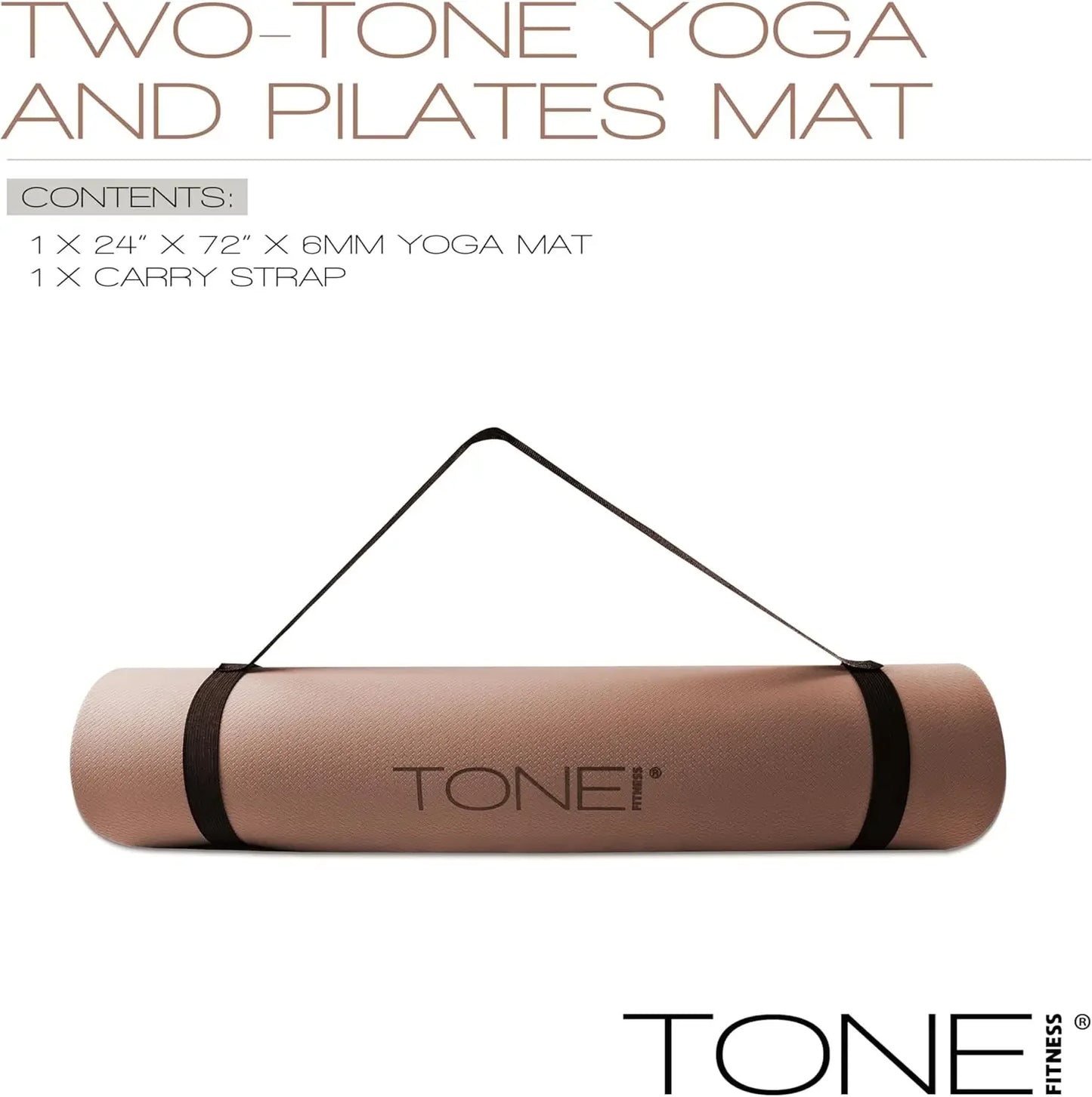 Non Slip Yoga Mat 1/4" Thick Exercise & Pilates Mat for Home Workouts with Carrying Strap