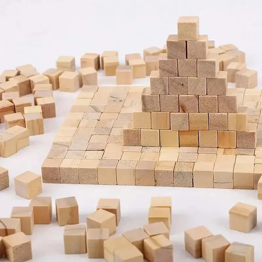 50/100/400pcs Unfinished Blank Mini DIY Wooden Square Blocks 1cm Wood Solid Cubes for Woodwork Craft Puzzle Making Material ﻿ ﻿