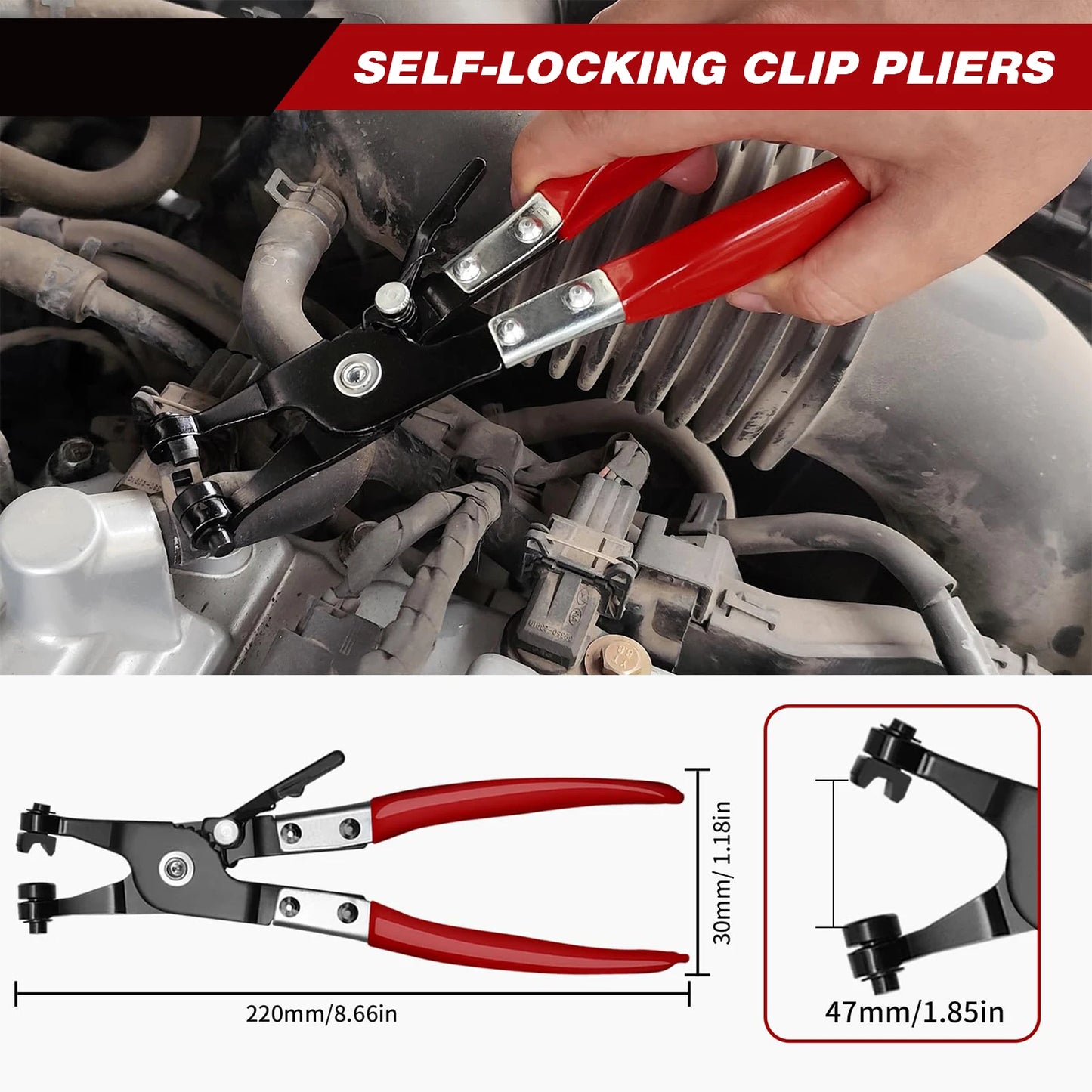 Hose Clamp Pliers Set Long Reach Swivel Jaw Flat Band Plier For Car Truck Fuel Oil Water Pipe Disassembly Auto Motorcycle Tool