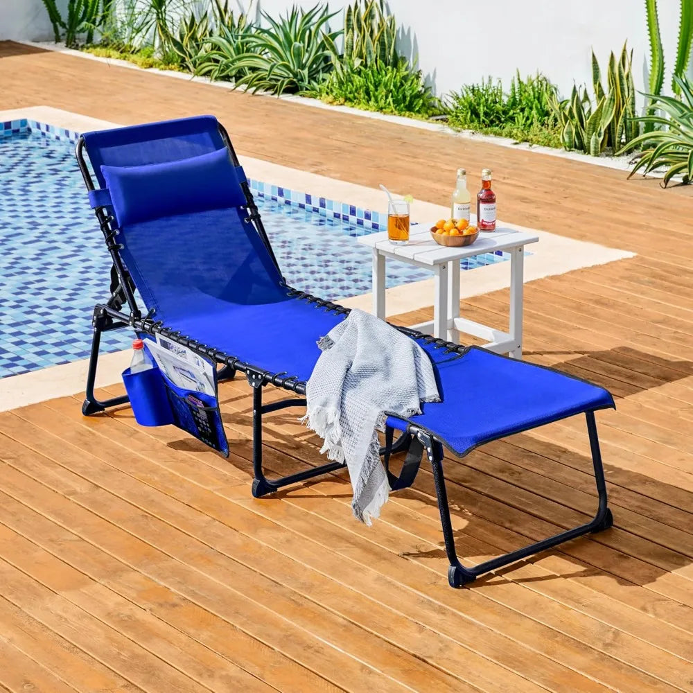 22.4" Tanning Chair with Face Hole, Adjustable 5-Position Folding Chaise Lounge Chairs, Outdoor Lounge Chairs for, Customized