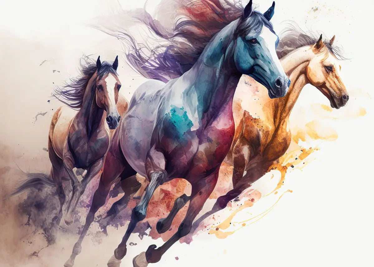 Beautiful Running Horses Canvas Painting Animal and Prints Wall Art Pictures for Living Room Office Home Decor Cuadros