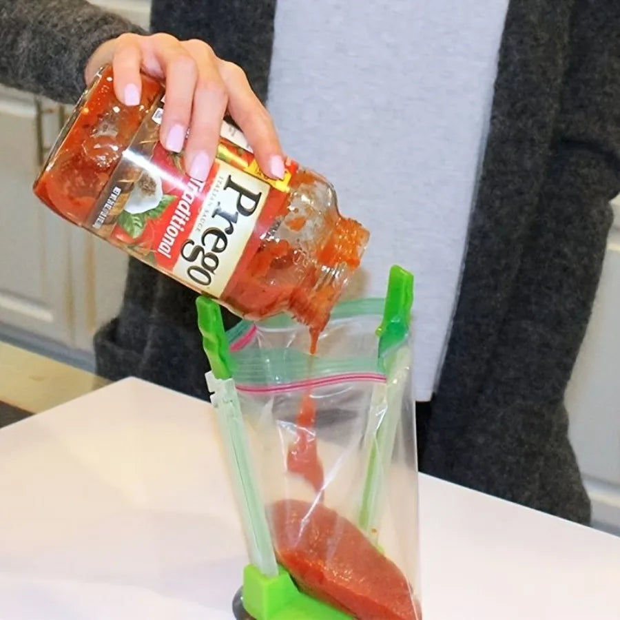 1 Piece Baggy Rack Holder For Food Prep Bags Plastic Freezer Bag Ziplock Bag Holder Stand Meal Planning Prep Bag Holders
