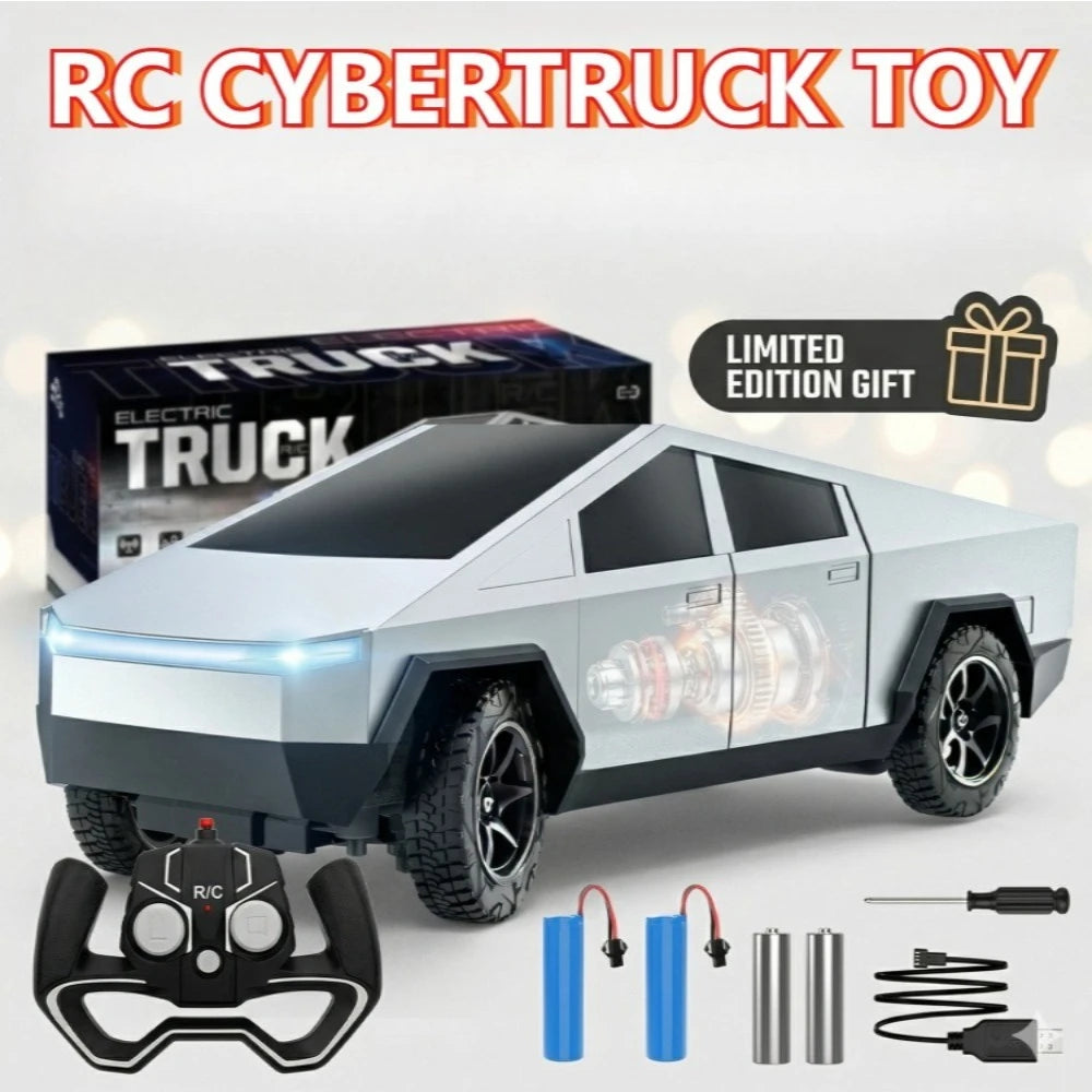 1:12 Scale Cyber Pickup RC Car, 4WD Off-Road Vehicle with LED Lights, Electric Remote Control Toy Car, Birthday Gift for Boys