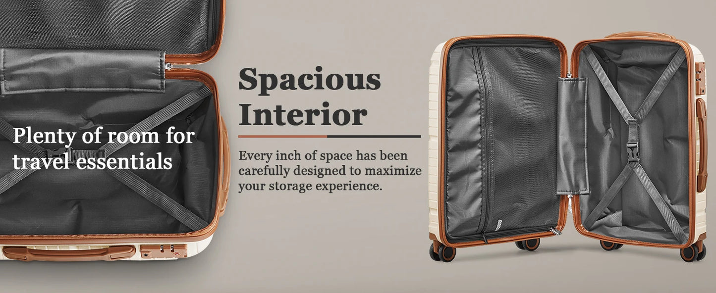 Travel Luggage Set, PP Hard Shell Lightweight Durable Suitcase with Backpack and Small Toiletry Bag, TSA Lock, Spinner Wheels