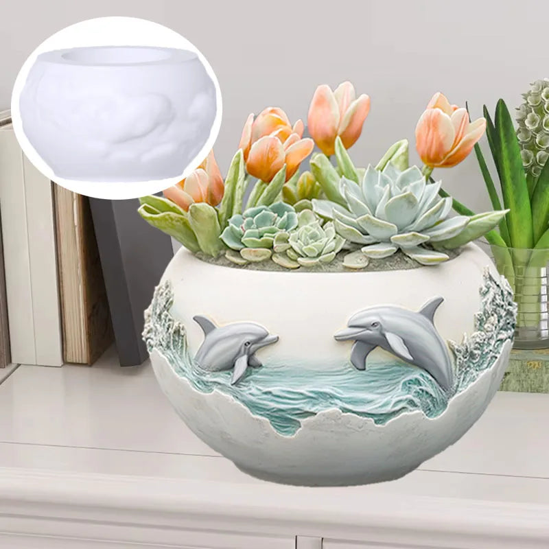 Witch Magic House Relief Pumpkin Succulent Plant Flower Pot Resin Mold  House Relief Storage Box Castle Candle Cup Gypsum Molds