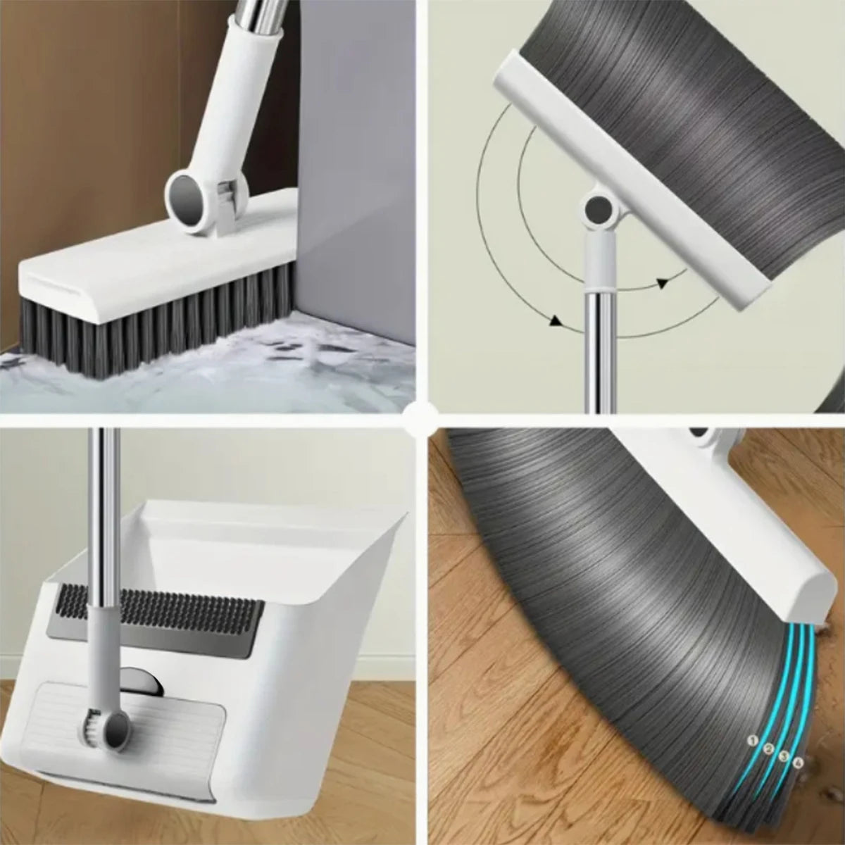 3in 1 Broom and Dustpan Set Floor Brush Long-handled Broom And Dustpan For Home Office School Dorm