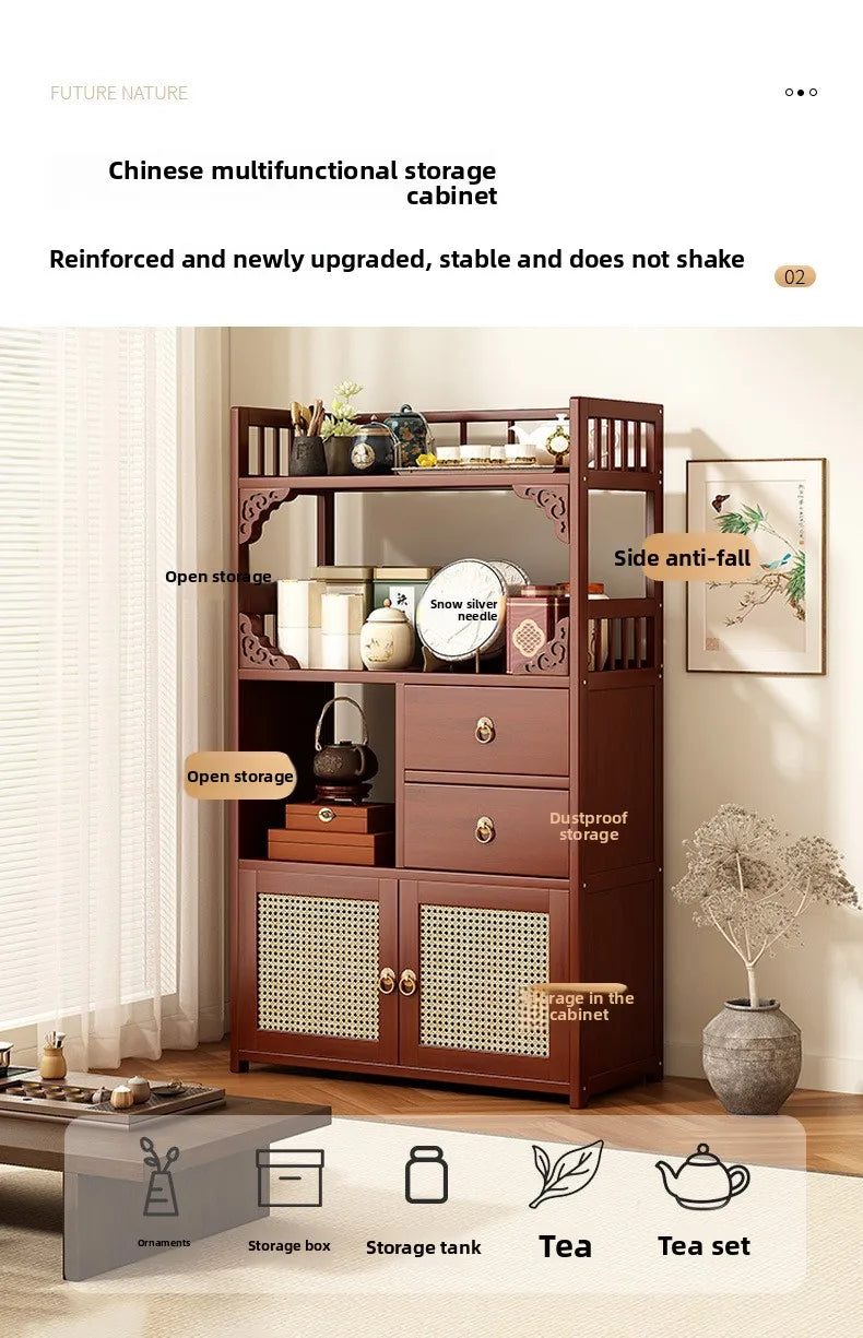 Multifunctional Furniture with Drawers & Shelves, Kitchen Cupboard, Living Room Storage Organizer, Tea Table Cabinet