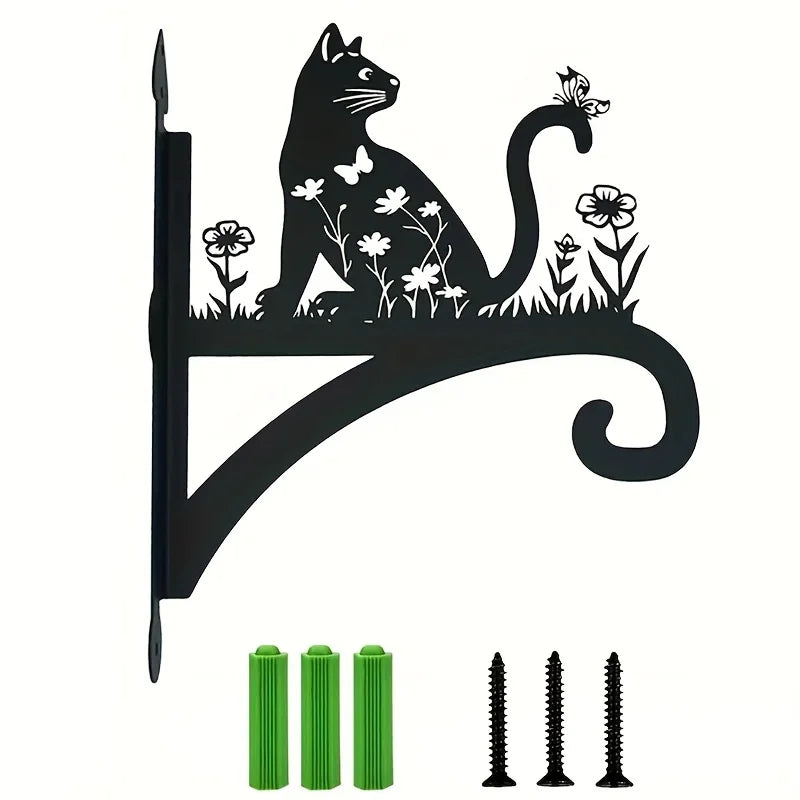 Iron Decorative Bracket With Plant And Outdoor Bird Feeder