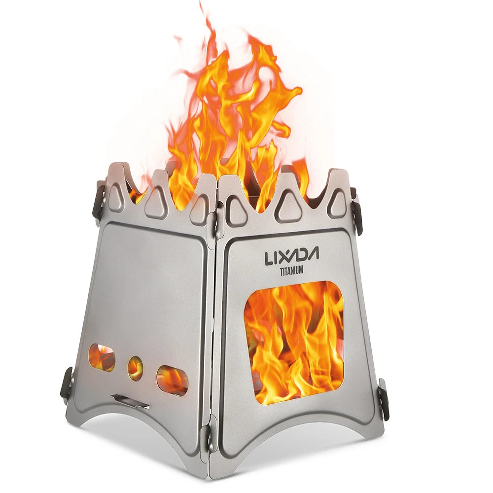 Lixada Compact Folding Titanium Wood Stove for Outdoor Camping Cooking Picnic Wood Burner camping accessories and equipment