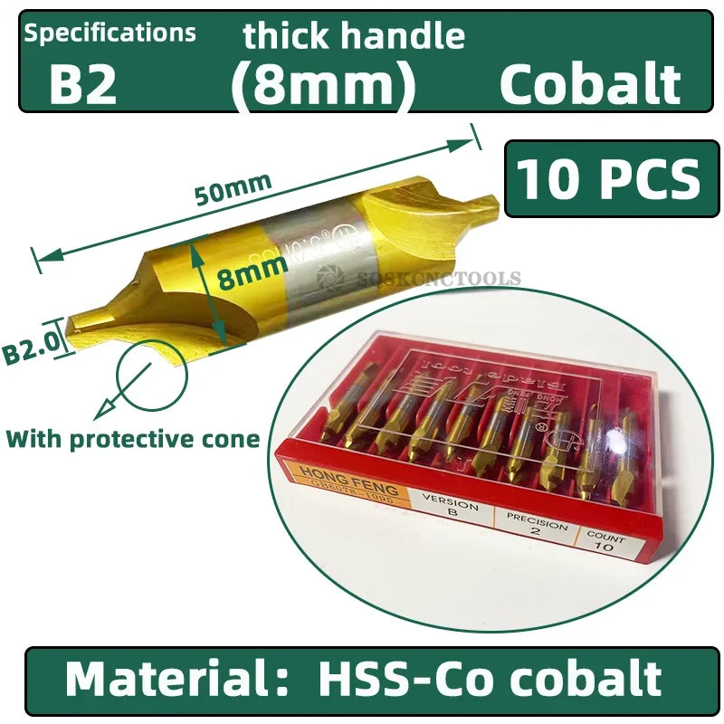 HSS Combined Center Drills Ti-Coated 60 Degree Countersinks Angle Bit Set 6pcs 1.0-5mm Metal Centering Dril Bit Lathe W6542 M35