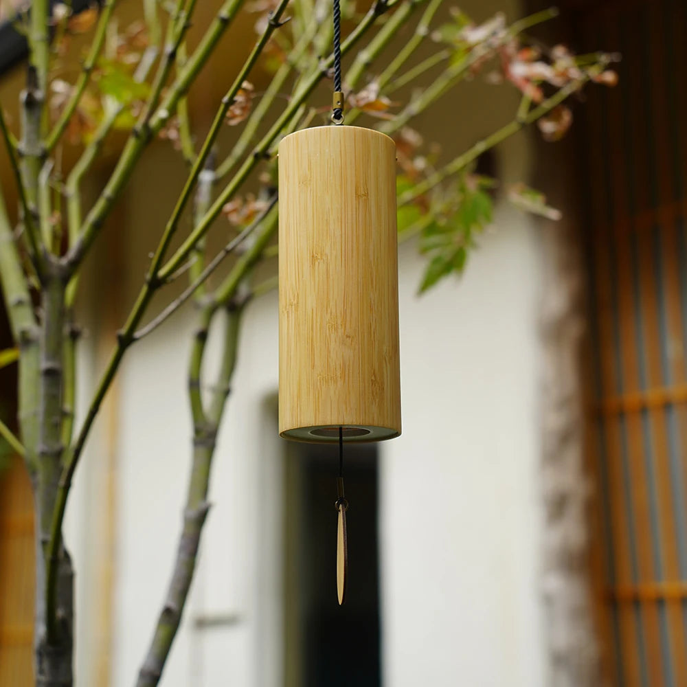Elegant bamboo wind chimes, with musical notes and chord bells, Japanese-style bells, deep tones