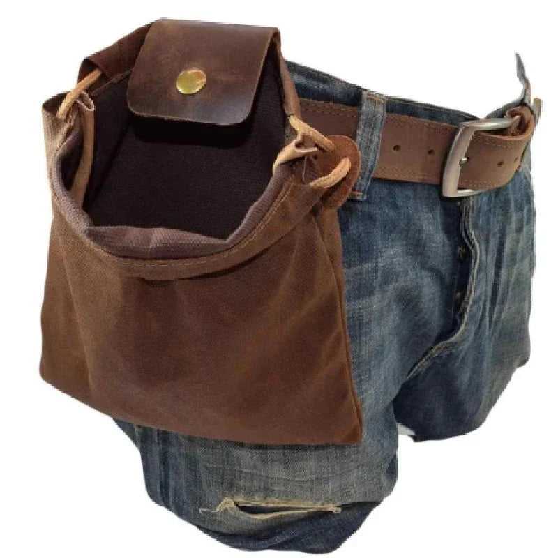 Outdoor Case Bag Camping Leather Bushcraft Bag Vegetable Harvest Garden Fruit Picking Waist Tools Storage Hanging Pouch