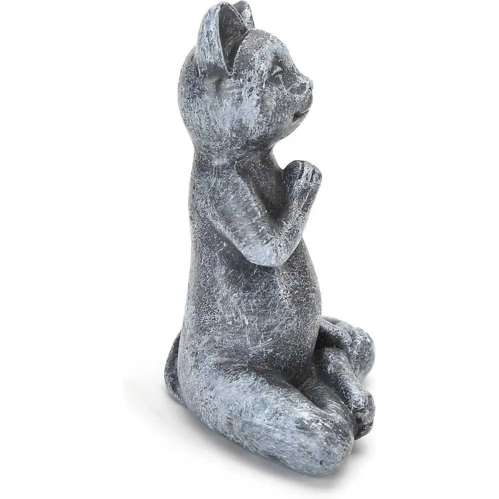 Yoga Cat Meditating Buddha Zen Figurine Art Statue Sculptures Ornament, Handmade Resin Budda Meditation Decorative